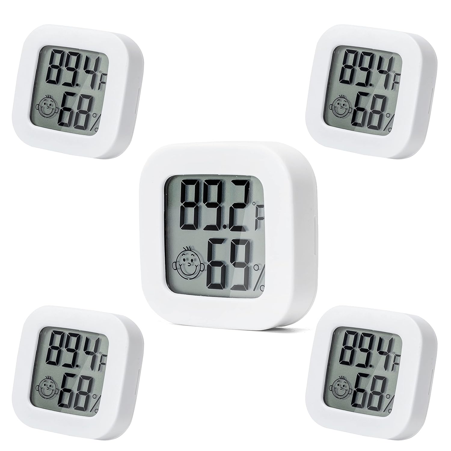 Humidity Gauge,Humidity Sensor Indoor Thermometer Hygrometer Humidity Meter Temperature and Humidity Monitor with LCD Display Fahrenheit (℉) (White-1PCS) : Appliances