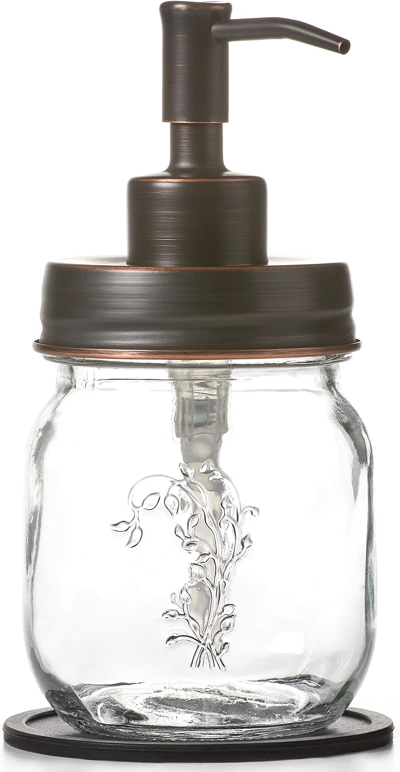 12oz Mason Jar Oil Rubbed Bronze Soap and/or Lotion Dispenser for Hand Sanitizer; Petite, Cute and Compact Liquid Soap or Hand/Body Lotion Refillable Dispenser (Oil Rubbed Bronze, Single 12oz)