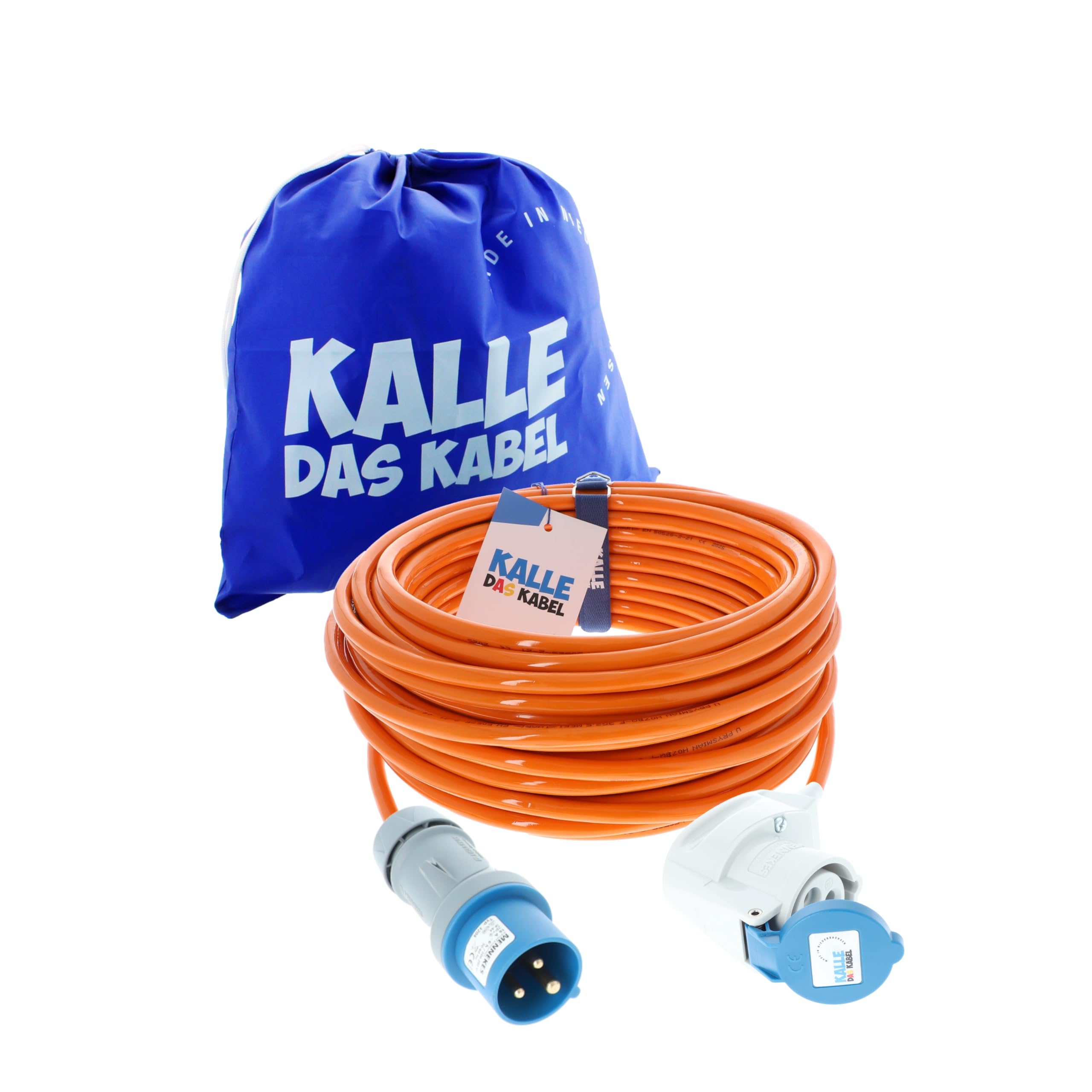 CEE Verlängerung Kalle Blue Signal 2,5mm² Winkel Industrie BAU Boot Womo Camping Vollpur-Premium-Leitung 20 Meter