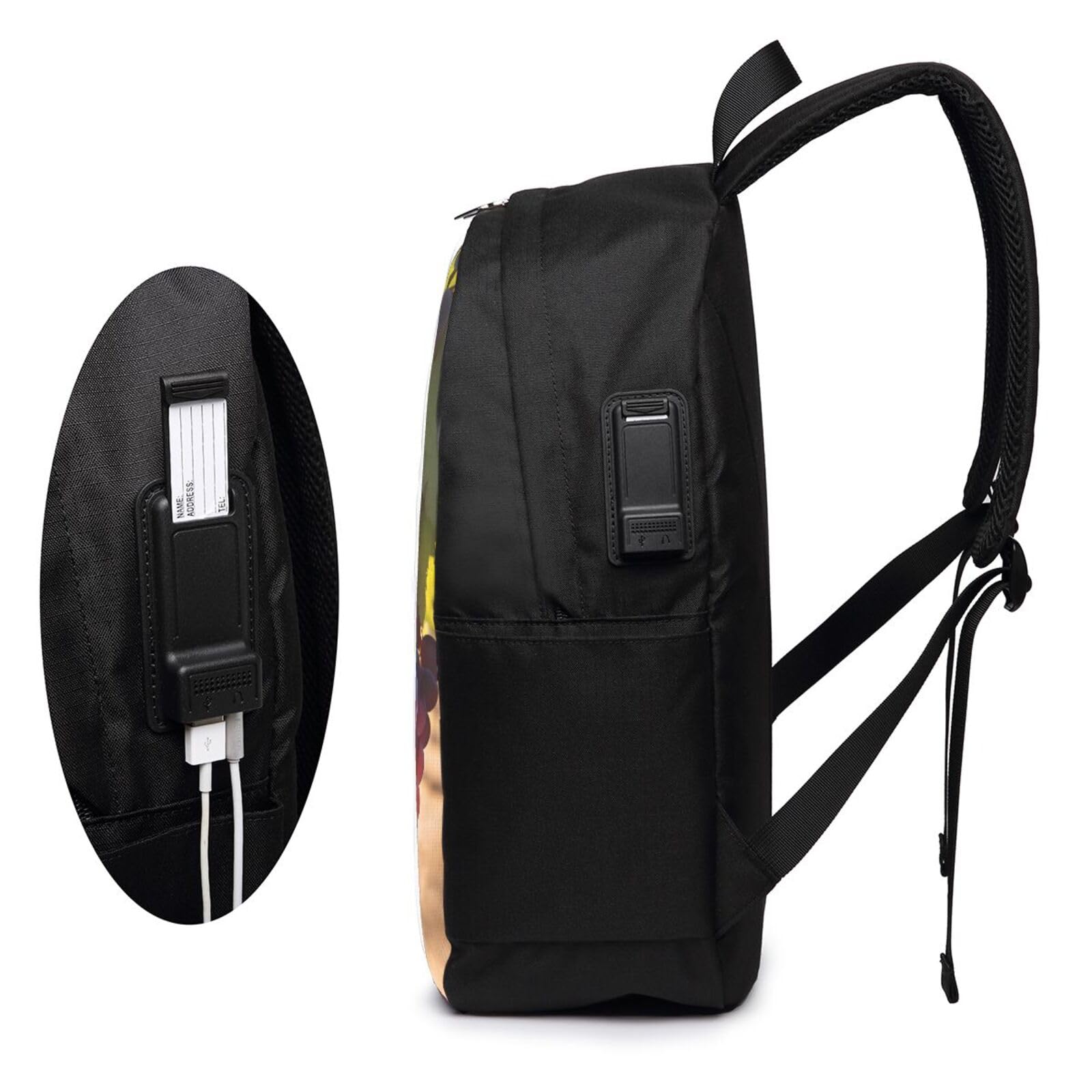Zaino per computer portatile, con porta USB e cuffie, tracolla regolabile