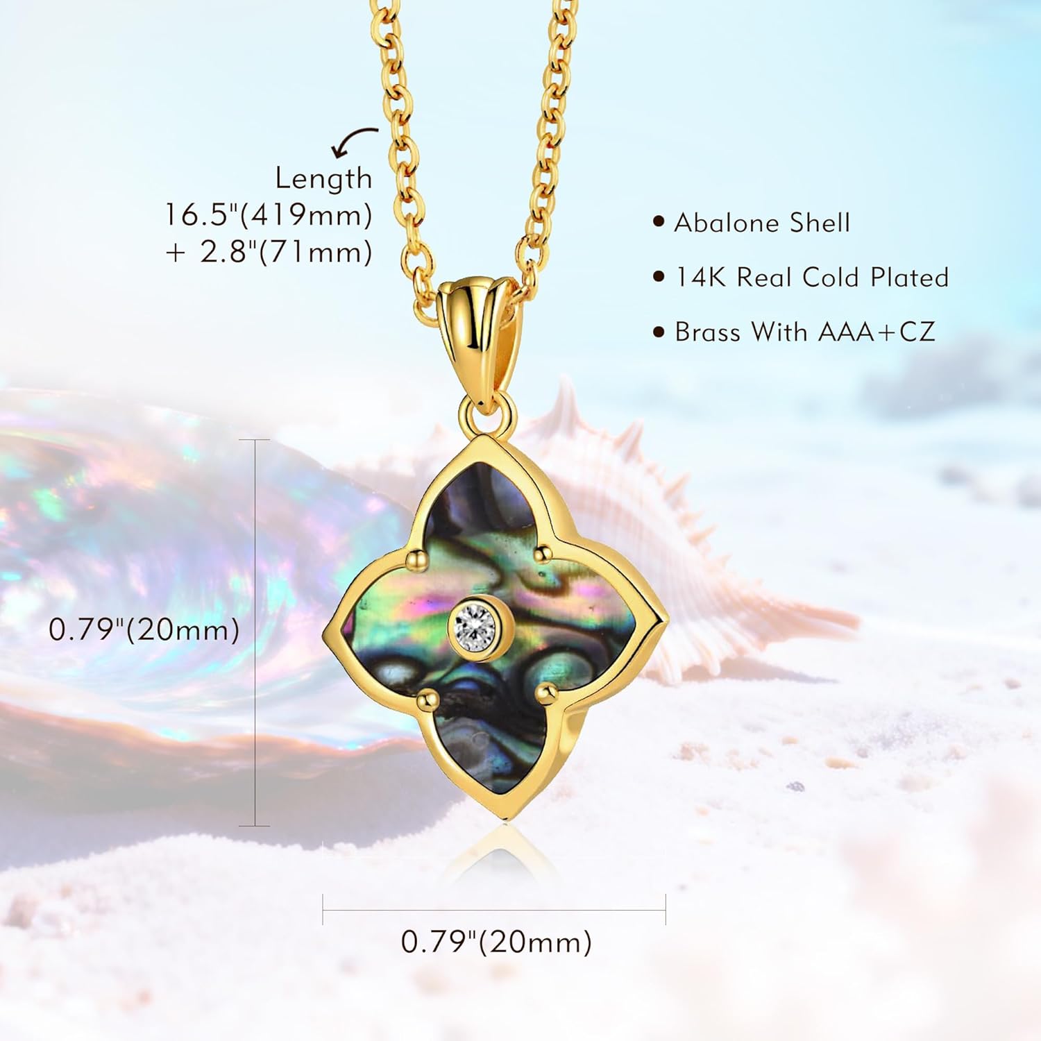 Shinybox Gold Clover Necklace for Women Non Tarnish 14K Gold Filled Necklace Dainty Pendant with Cubic Zirconia Adjustable Chain Choker Lucky Charm Jewelry Gift - Image 2