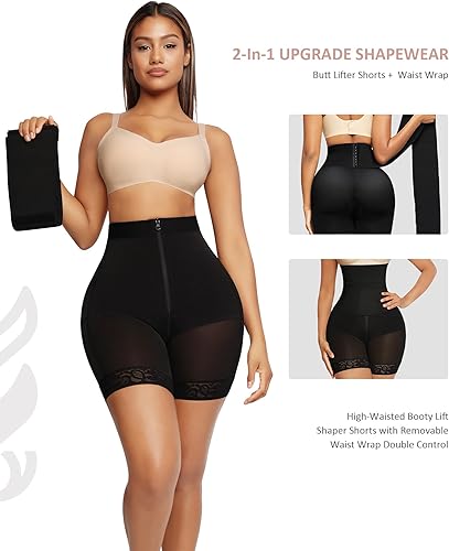 Vista 2 de FeelinGirl Faja moldeadora para mujer con control de abdomen, levantador de glúteos, moldeador de cuerpo, pantalones cortos más delgados con cintura