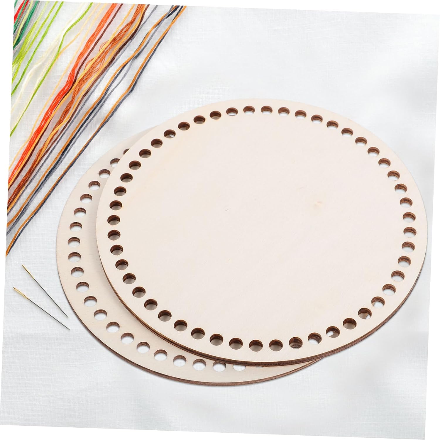 ULDIGI 2pcs Wooden Crochet Basket Bottoms Unfinished Round Weaving Bases for Craft Projects Wood Knitting for Basket Making Supplies