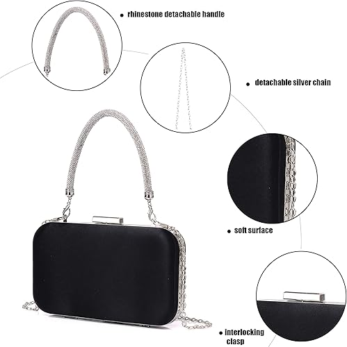 Vista 3 de Buric - Bolsa de noche pequeña para fiesta, boda, cóctel, para mujer, elegante, formal, con cadena, novia, baile de graduación