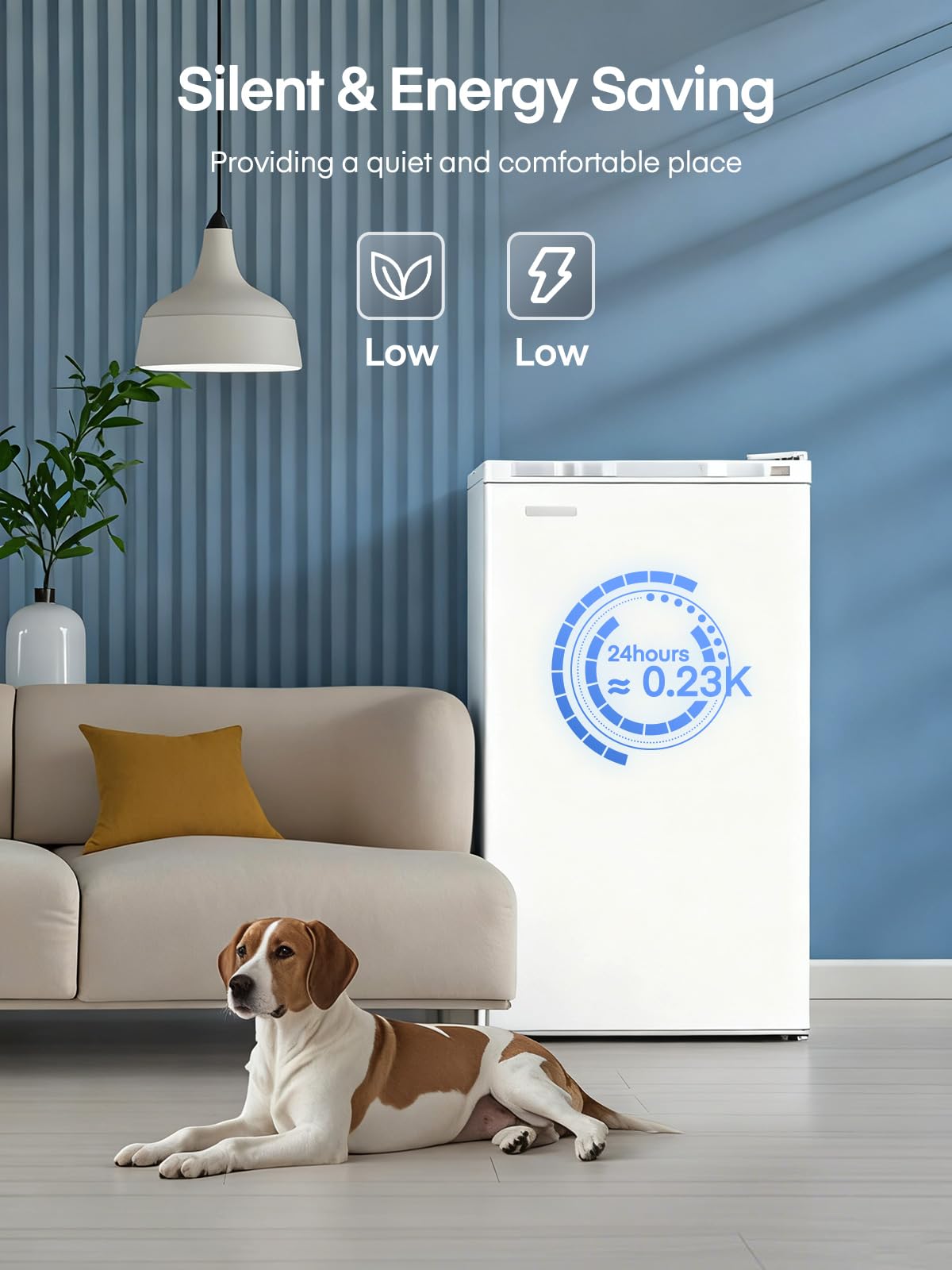 FOHERE Frigorifero Piccolo 91L con Freezer, Frigorifero Monoporta, Silenzioso, 7 Termostato Regolabile, Scomparto per Verdure, Mini Frigo da Ufficio, Camera, Bianco