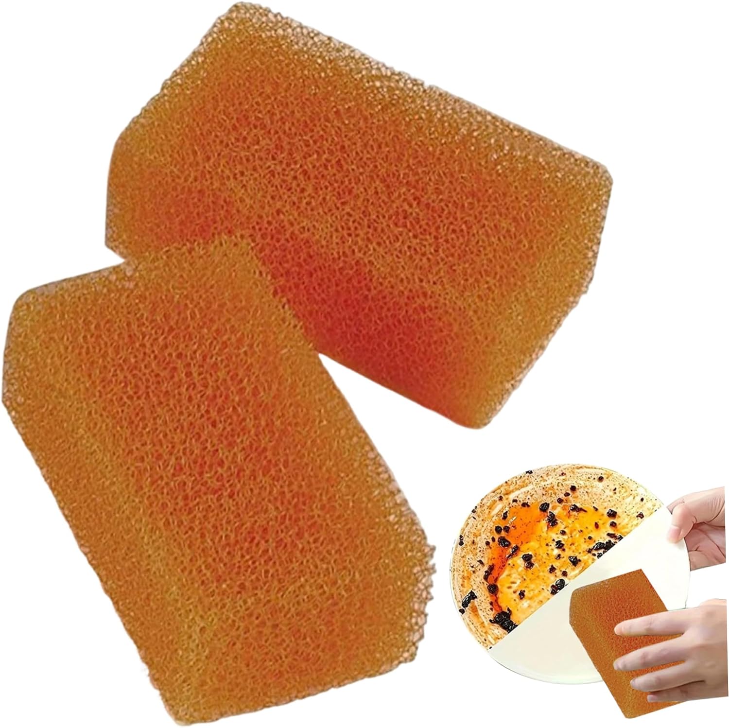 2PCS Dish Sponges Kitchen Imitation Loofah Cleaning Sponges Kitchen Non-Stick Oil & Stain Resistant Felt Hat Cleaning Ki image 2