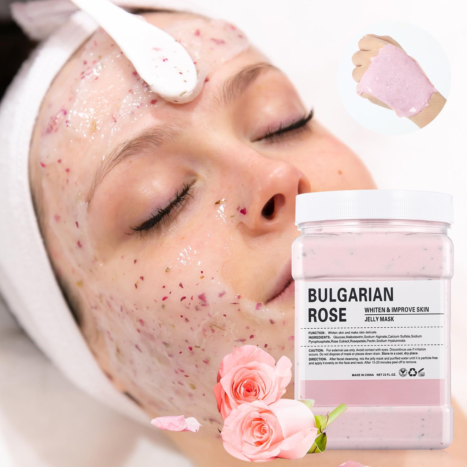 Jelly Masks for Facials Professional,Jelly Face Mask Skincare Hydrating,Jelly Masks Powder for Face Moisturizing,Smoothing,Deep Cleaning,Oil Contral,for All the Skin 23 Fl Oz(Bulgarian Rose)