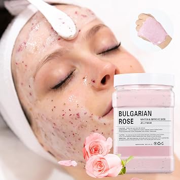 Hydrating & Moisturizing Jelly Masks for Facials Professional,23 oz | Bulgarian Rose Jelly Face Mask Powder,Pore Smoothing & Shine Balancing Facail Mask,for All the Skin