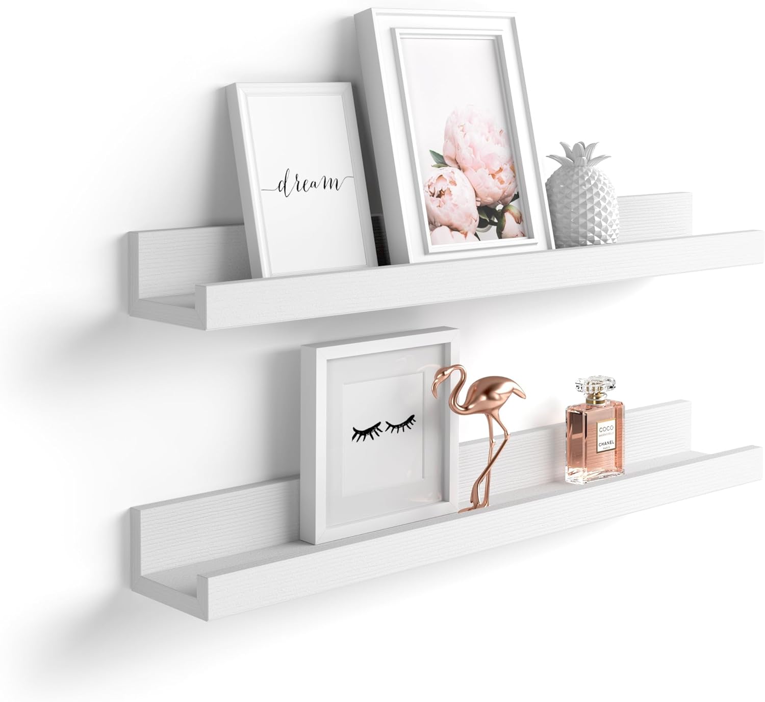 Mobili Fiver, Set of 2 First Picture Shelves, 31.49 in, Ashwood White, Made in Italy