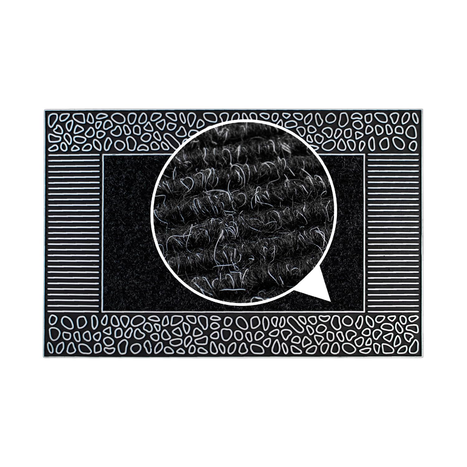 JVL Rico PVC and Carpet Indoor Metallic Doormat, Pebbles, Silver, 70 x 45 cm (Rectangular) - Image 4