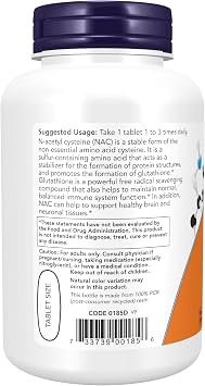 NOW Foods Supplements, NAC (N-Acetyl-Cysteine) 1,000 mg, Free Radical Protection*, 120 Tablets