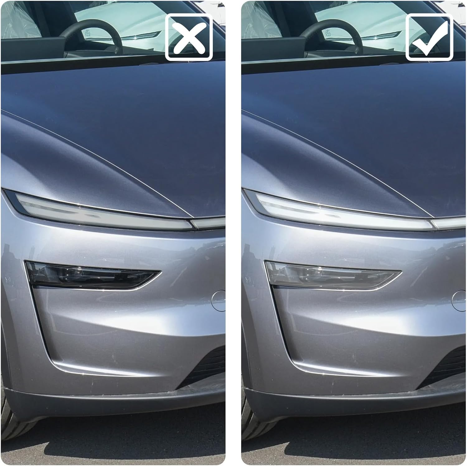 Headlight Clear PPF for Tesla Model Y Juniper 2025, Precut 6.5Mil TPU Clear Headlamp Taillight Wrap, Self-Healing Anti-Scratch Paint Protection,for Tesla Exterior Accessories