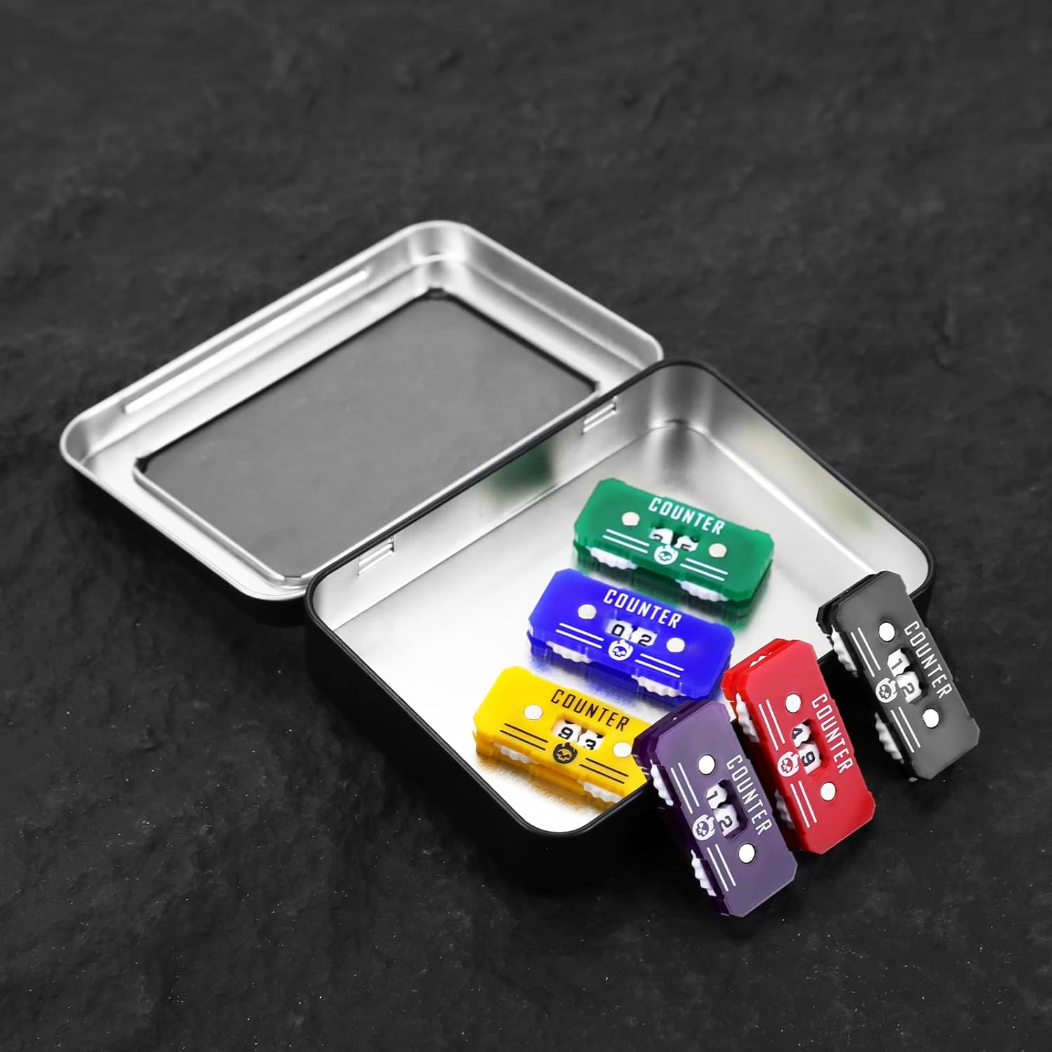 6PCS Life Counter Set with Metal Box, Health Tracker Life Counters Twin Digits for Magic Card Games Accessories D&D RPG CCG TCG Tabletop Board Games