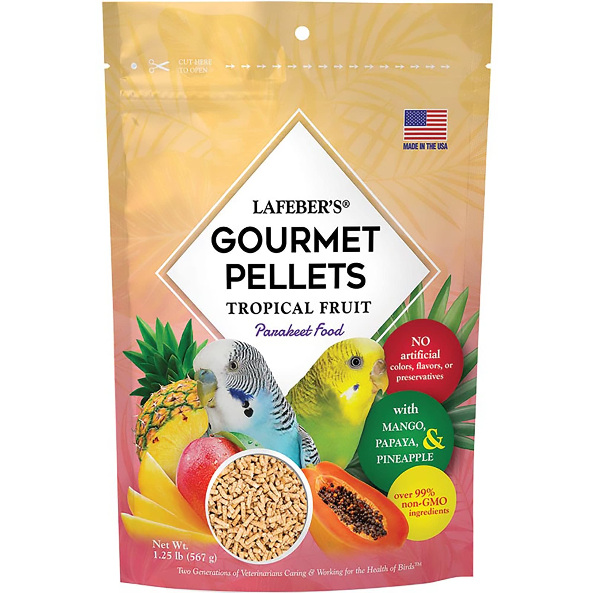 LAFEBER'S Pellets for Birds, Gourmet Pellets, Tropical Fruits, Paraquites (Buddy Parakeet, etc.)