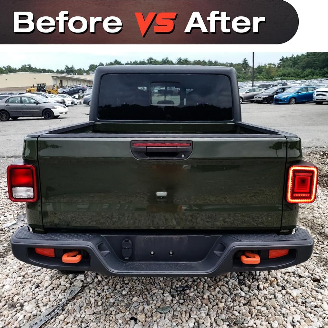 EOMD Smoked Cover Tunnel Tail Lights Compatible with 2020-2026 Jeep Gladiator JT (ONLY fits JT with stock halogen tail lights, Not include blind spot sensor)