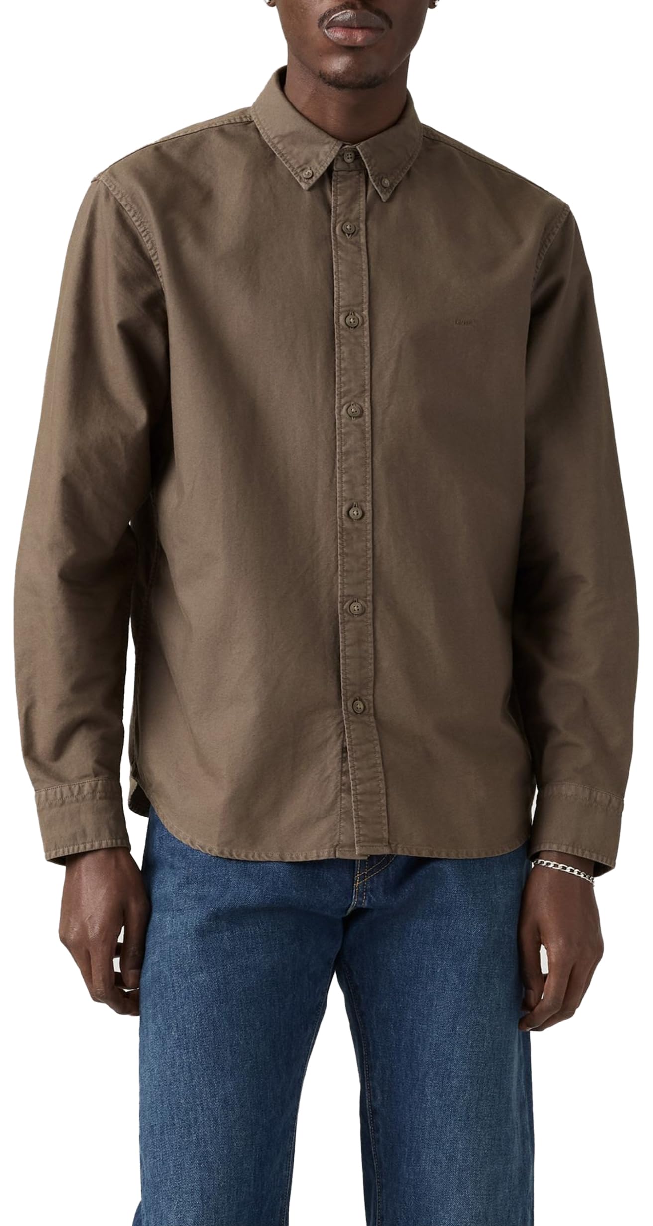 Levi's Authentic Button Down Khaki Green Garmen, Khaki Green Garment, L