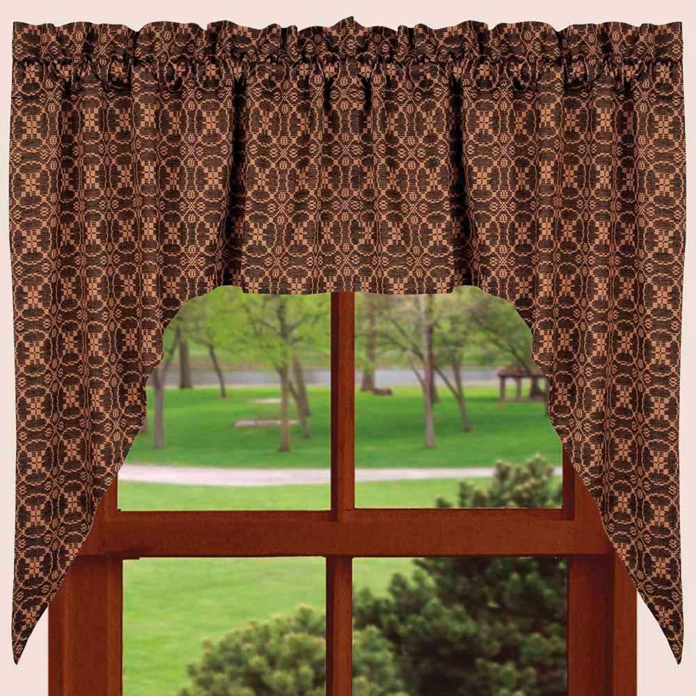 Home Collection by Raghu Marshfield Jacquard Black and Tan Swag, 72" x 36"
