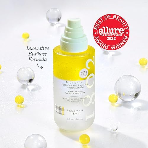 Miniatura 3 de Beekman 1802 Tónico facial Milk Shake, sin fragancia, ácido hialurónico y bruma facial de escualano, alivia el enrojecimiento, no comedogénico, sin