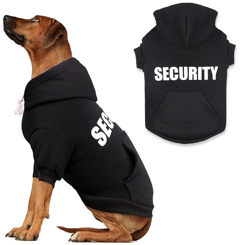 Moletom com Capuz para Cães Uteuvili em Fleece com Bolso e Estampa SECURITY, Tamanho XX-Large