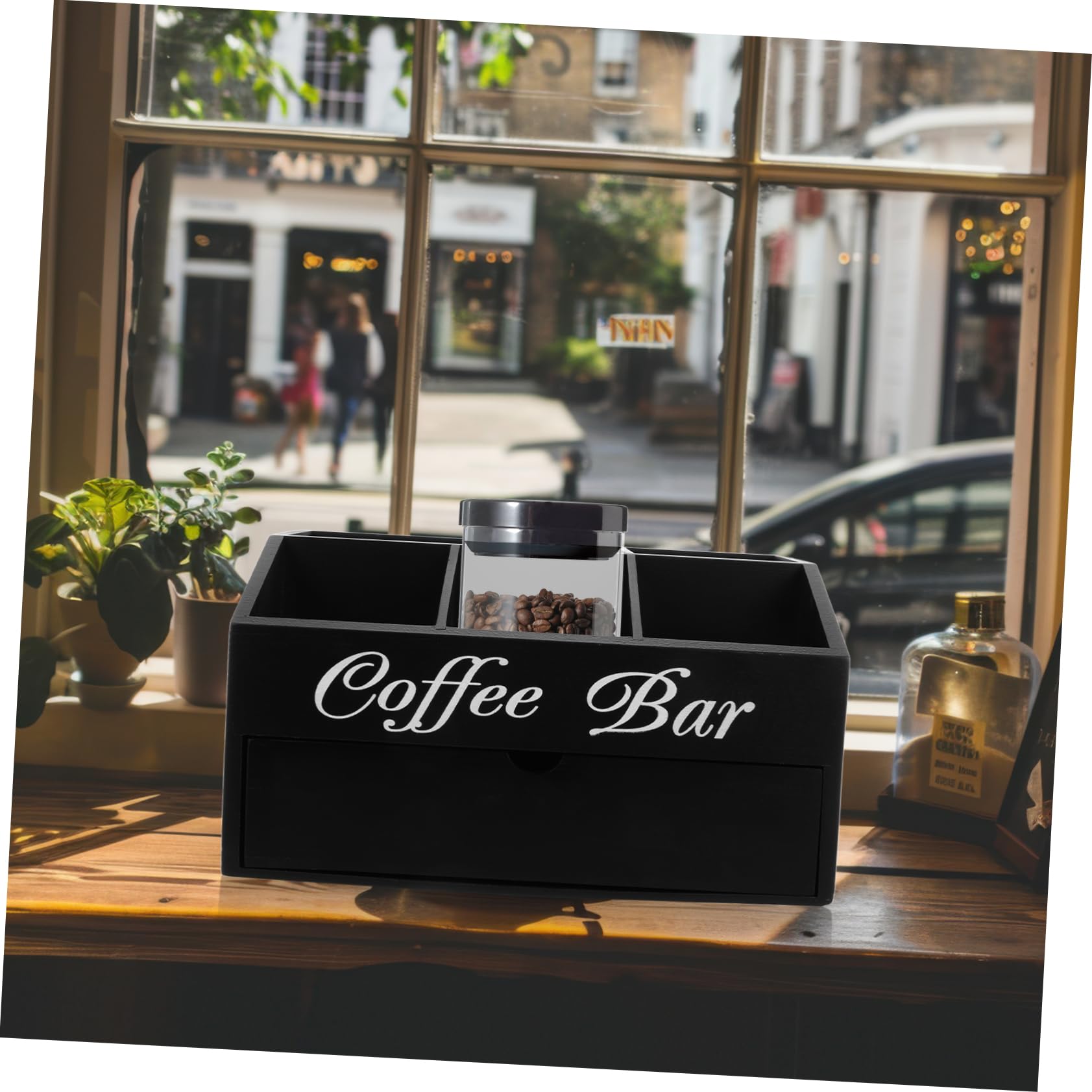 Kaffee Station Organizer Aus Holz Multi-funktionale Aufbewahrung Für Kaffee Tee Und Zubehör Stilvolles Design Für Küche Büro Platzsparender Organizer Mit Fächern
