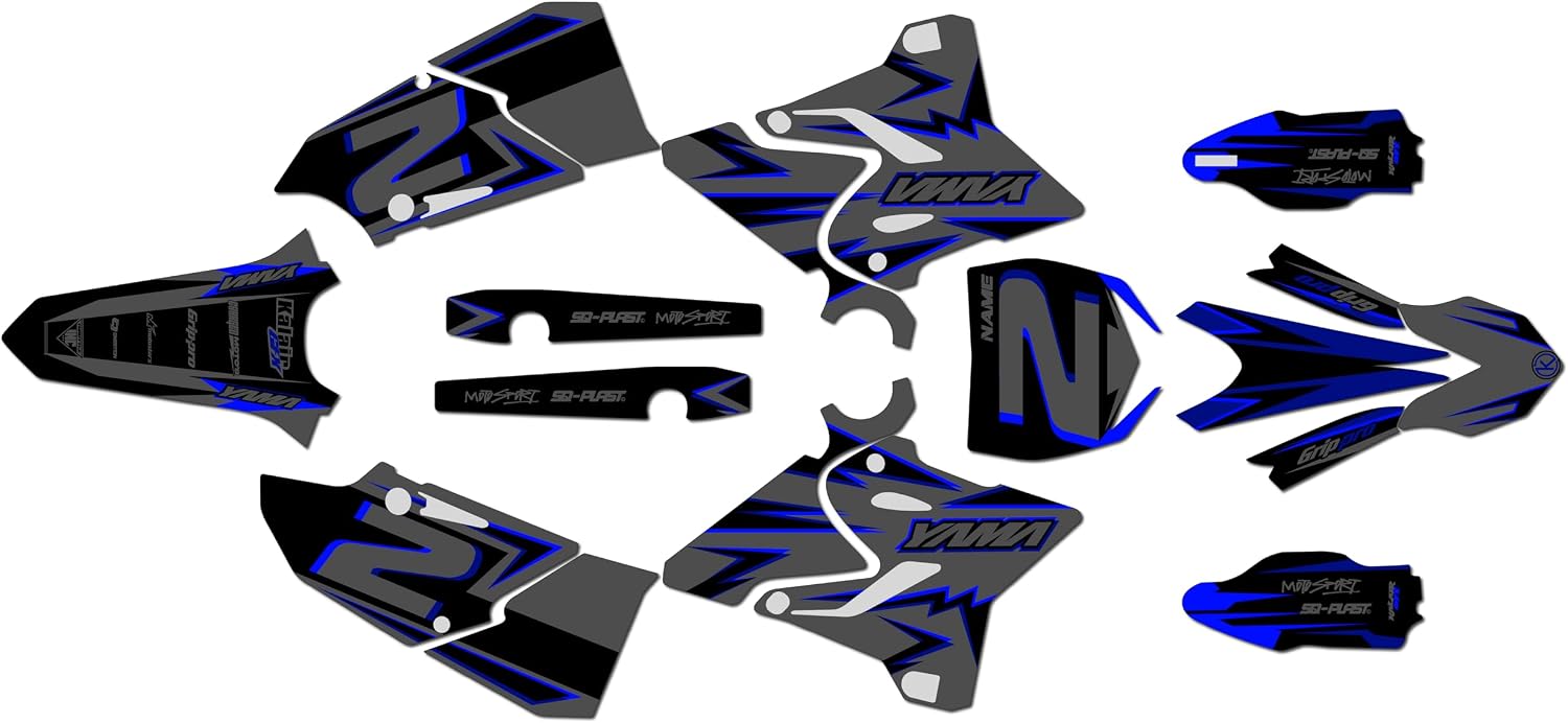 Graphics Kit for Yamaha YZ125 & YZ250 2015-21 Vision Series Gray 16 Mil - On/Off the Road - Dirt Pit Bike Motorcycle Sticker, Dirtbike Racing Decal Motocross Accessories no-Plastics