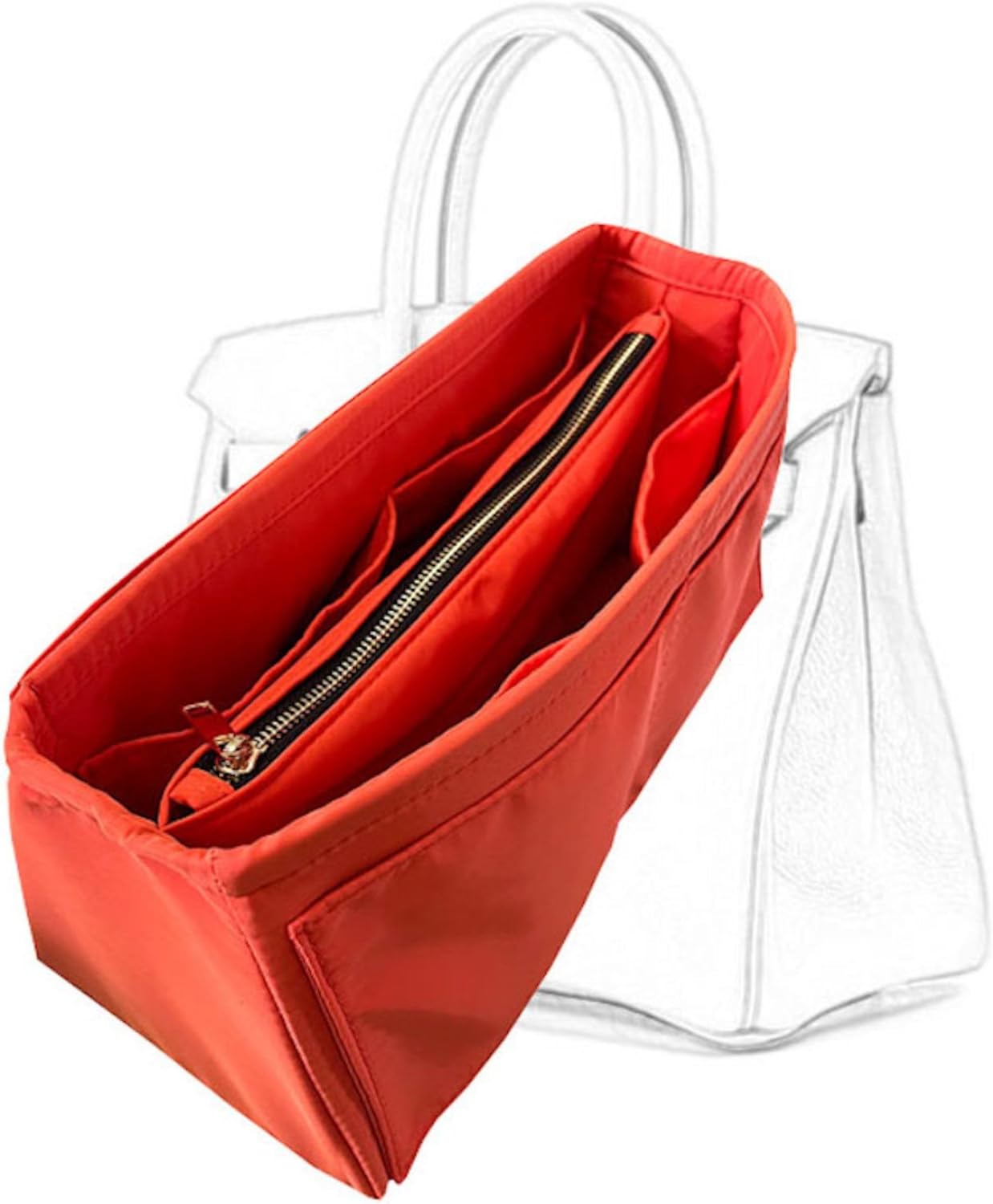 purse Organizer for H.ermes Birkin 20/25/30/35/40/45/50 insert Premium Nylon Tote Shaper Handbag Storage Pockets(pink, Birkin35)
