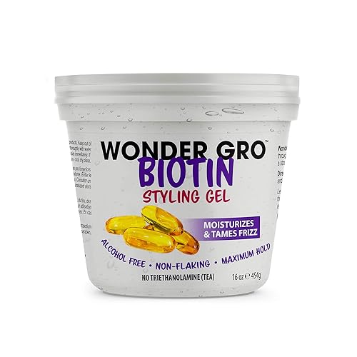 Wonder Gro Biotin Gel para peinar el cabello, 16 onzas líquidas, sin descamación, sin alcohol, máxima sujeción