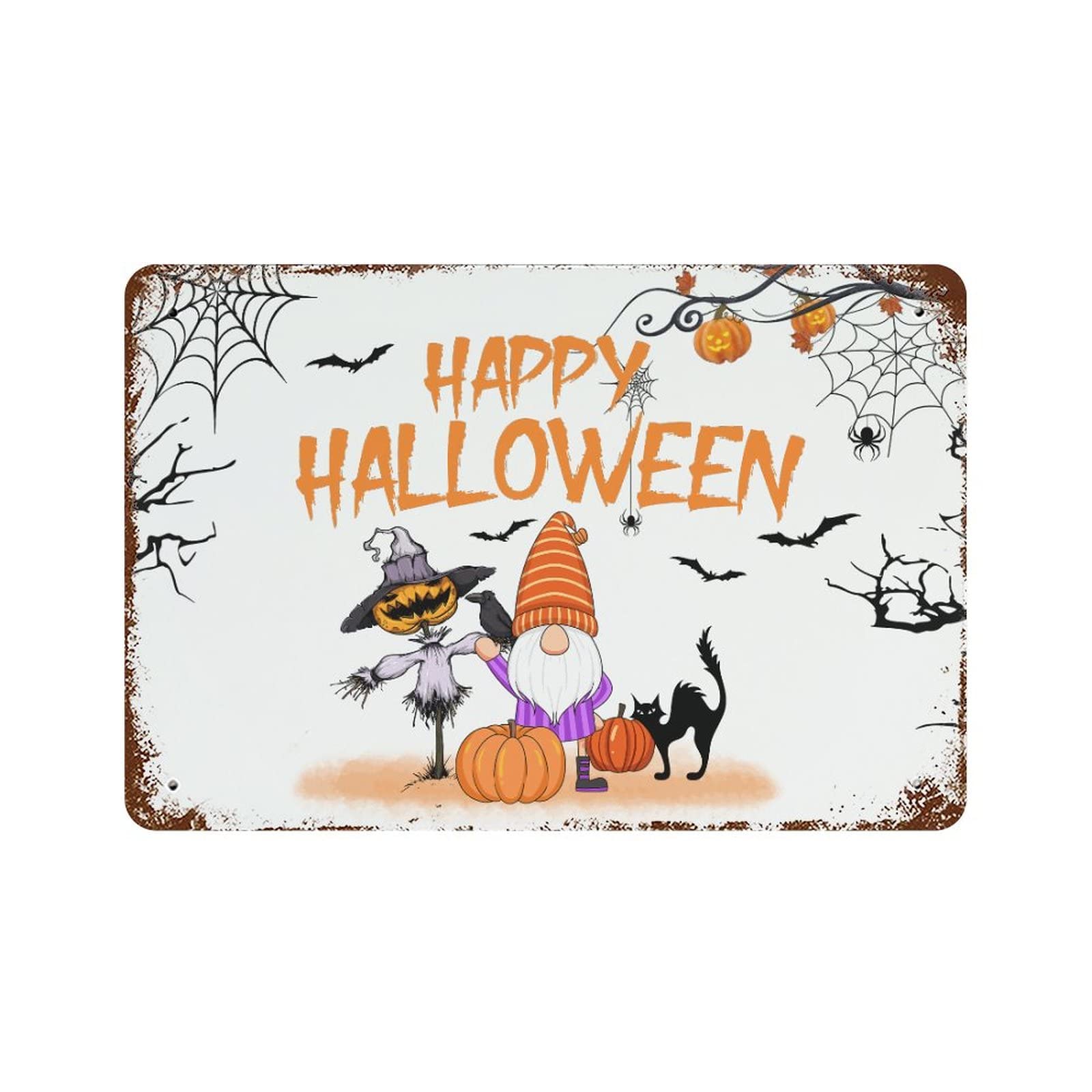 Panneau en métal Happy Halloween pour décoration extérieure et intérieur de maison