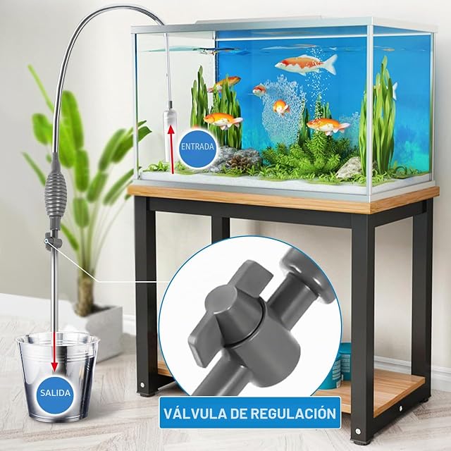 Foto 7 de 7 de Ferizzia Sifonador Acuario Limpiafondos, 1.7m Sifonador Agua