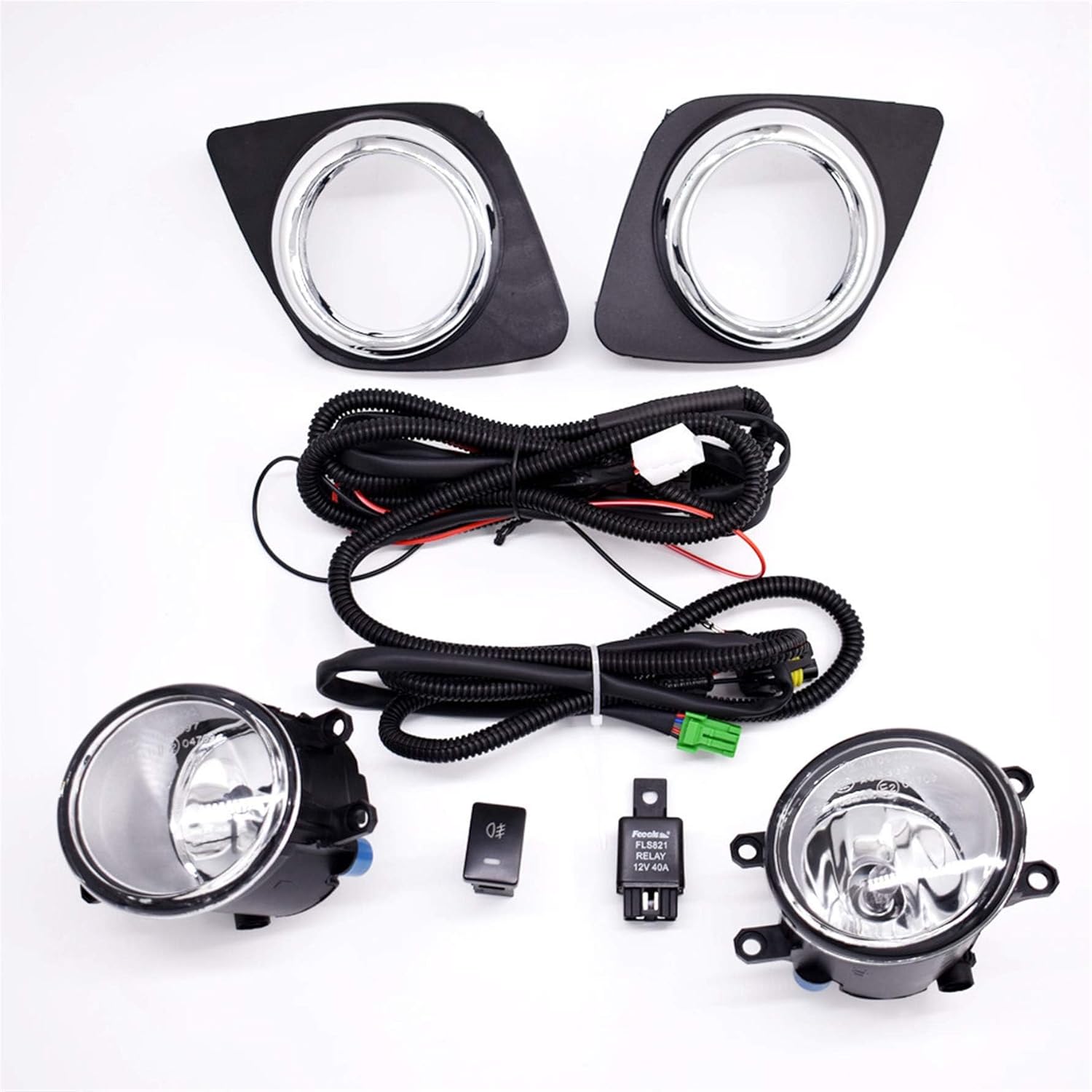munirater Fog Lights Driving Lamps+Switch+H11 Bulbs Replacement for RAV 4 2009-2012 Clear Bumper Fog Light Assembly
