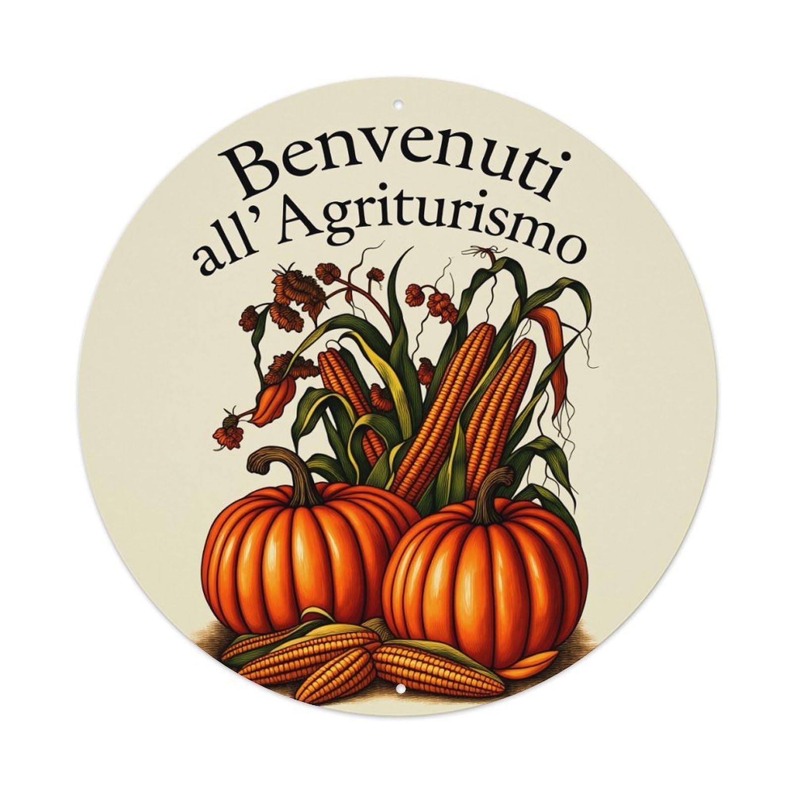 Pumpkin Corn Harvest Autumn Farm Vintage Metal Tin Sign Retro Wall Decor for Home Bar Garage Cafe, Indoor & Outdoor Decorative，circle Metal Poster, 8x8 Inch