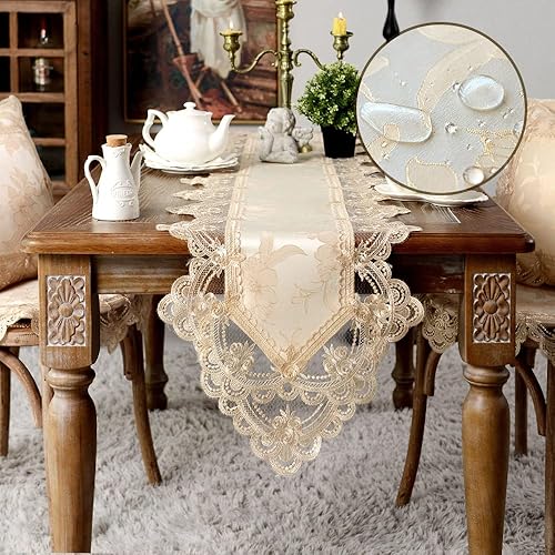 SUTAVIA Mantel bordado de encaje, mantel rectangular de granja, decoración clásica de flores antiguas, mantel de macramé para mesas de comedor