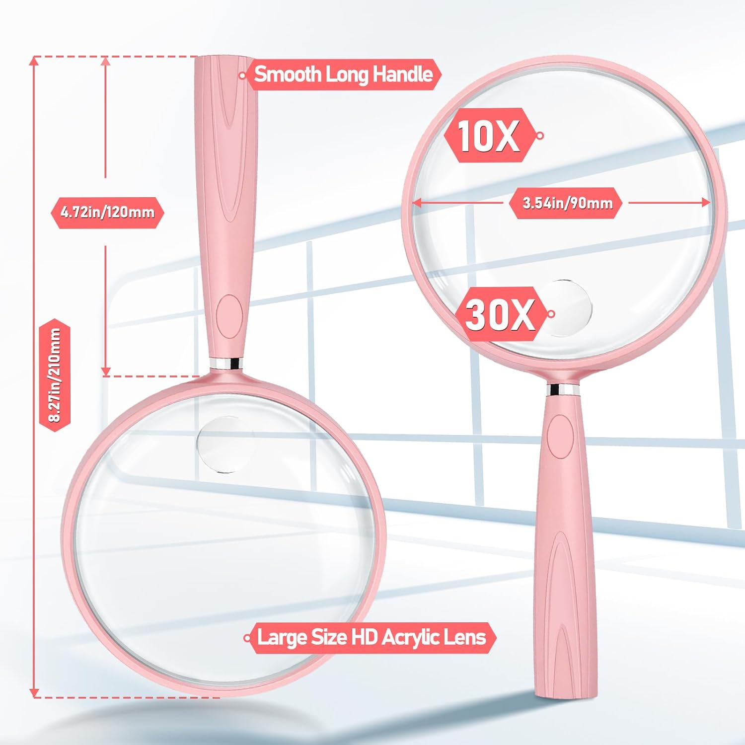 10X 30X Magnifying Glass for Reading,90mm Handheld Magnifier for Close Work image 5