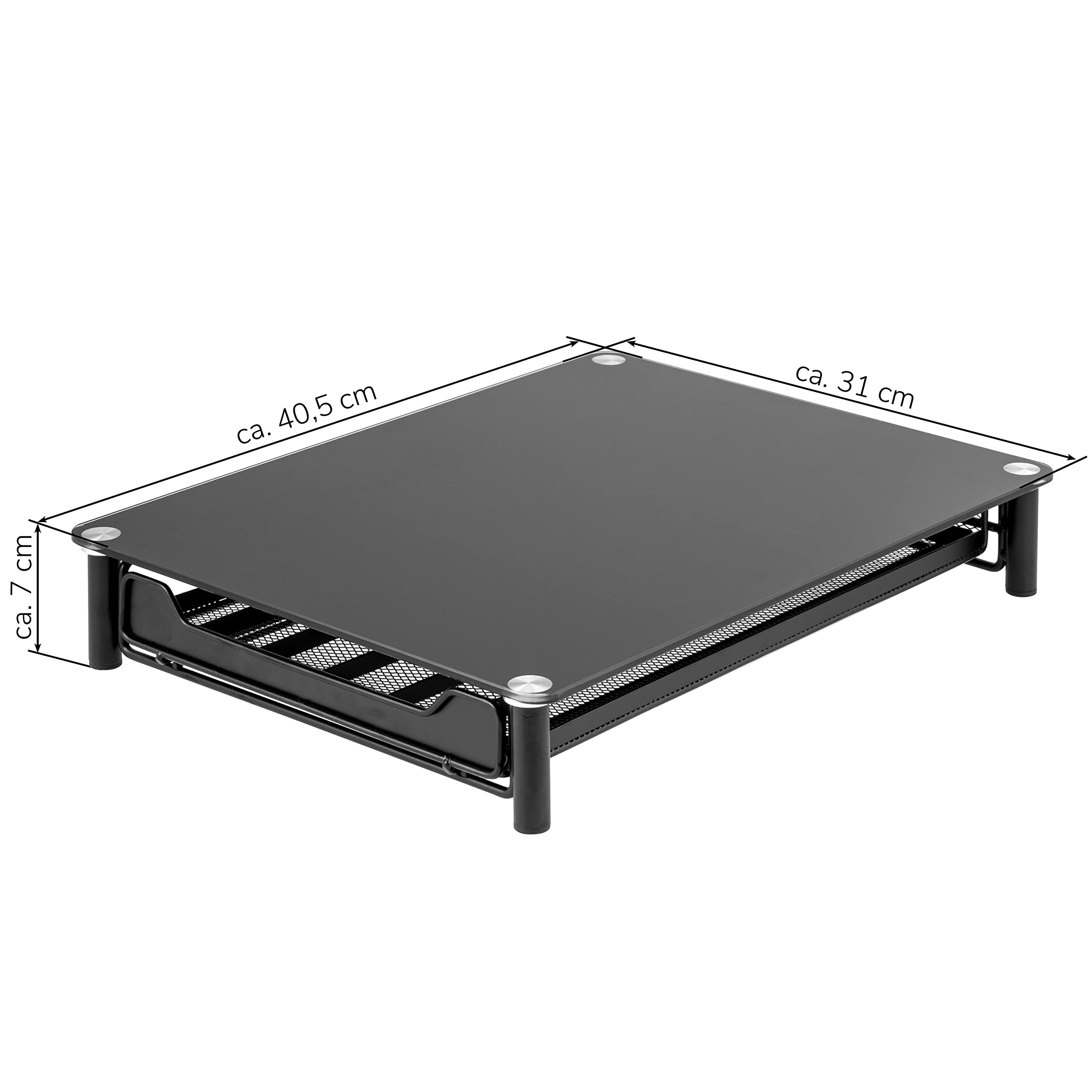 bremermann Caja para 60 cápsulas de café Nespresso, cajón, metal y placa de cristal, soporte para cápsulas, dispensador de cápsulas, aprox. 31 x 7 x 40,5 cm (negro)