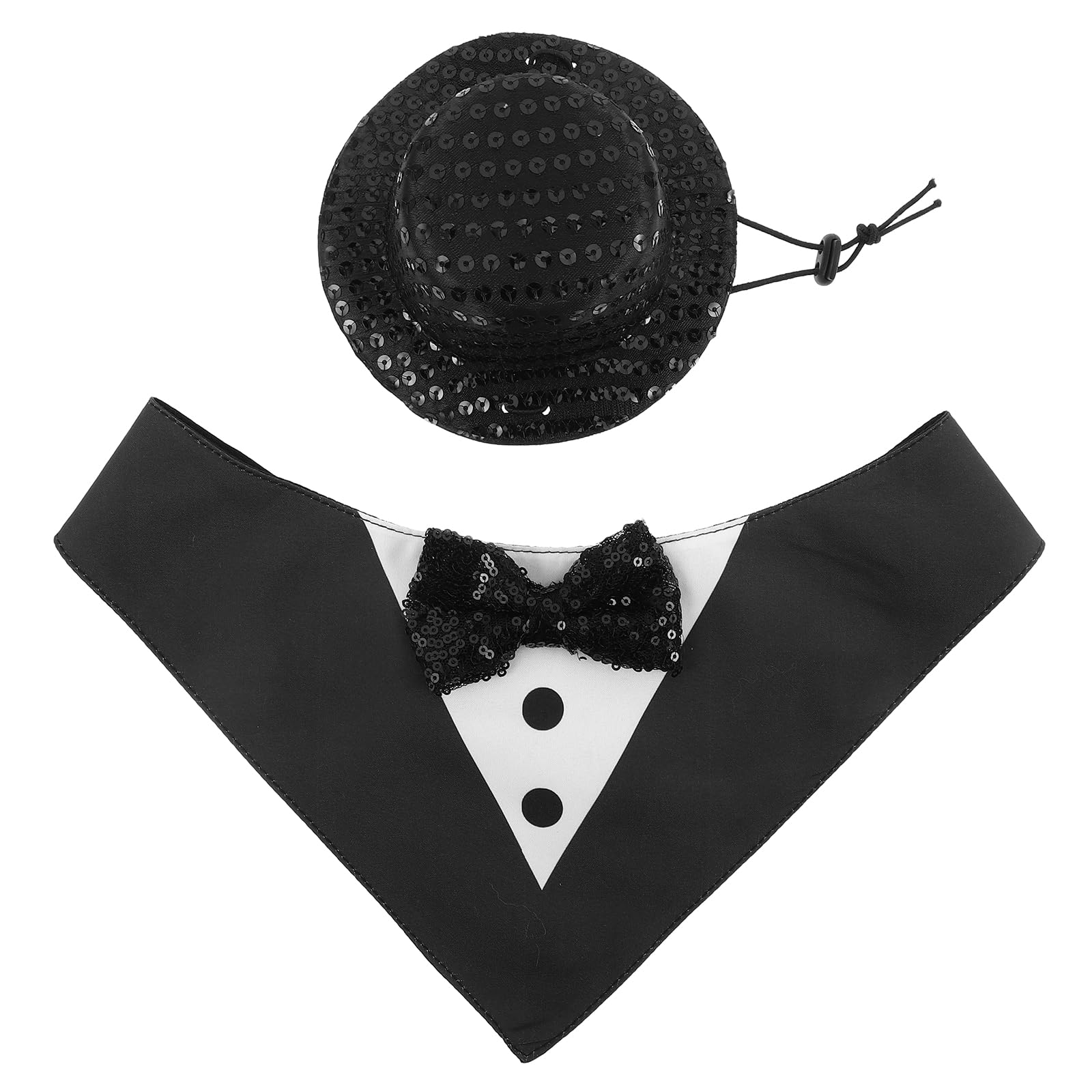 BESPORTBLE Costume de Smoking pour Chien Taille M en Tissu Noir, Ensemble 2 Pièces Chapeau et Bandana, Vêtements Habillés pour Animaux de Compagnie, pour Mariage et Fêtes