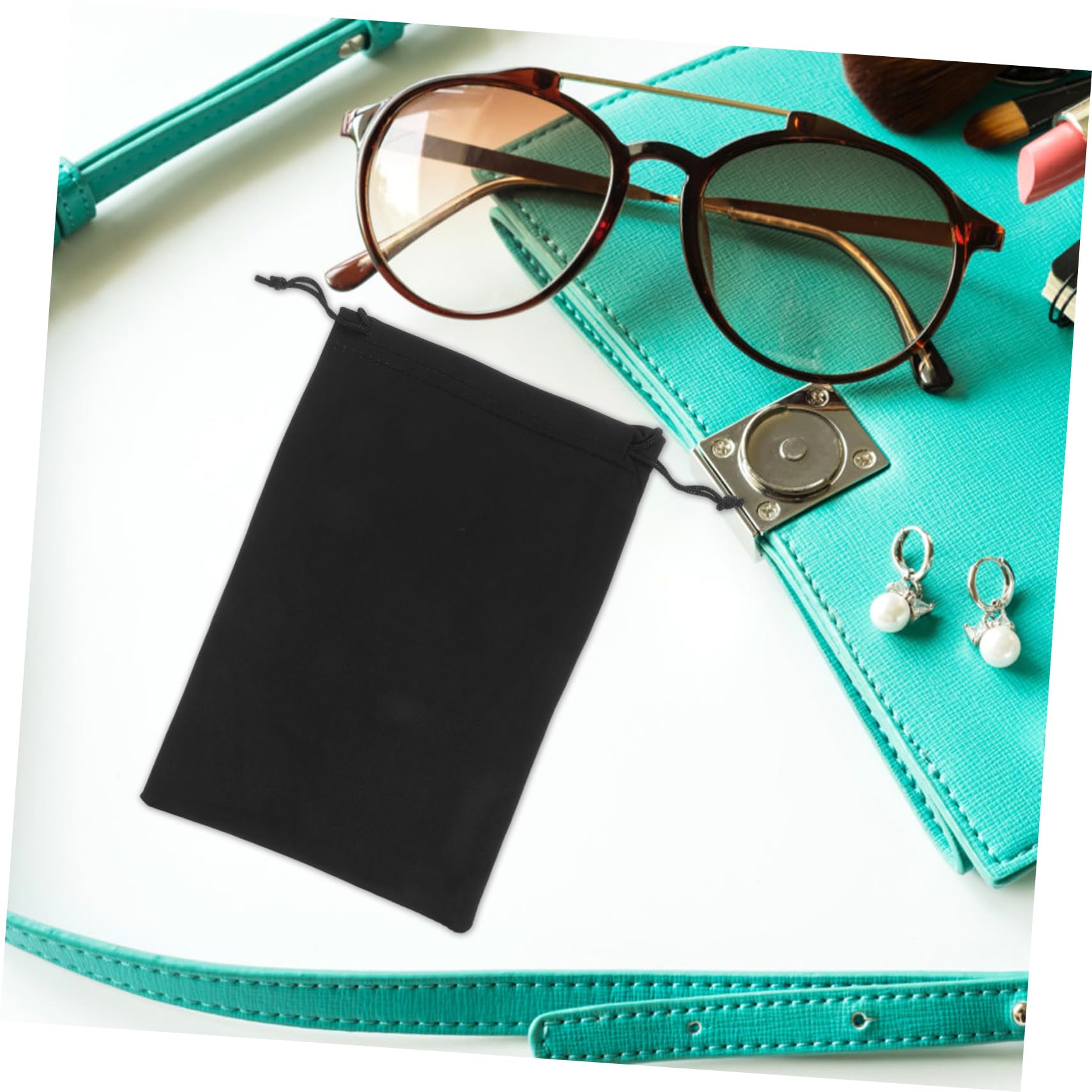 VANZACK Lot de 10 Pochettes pour Lunettes De Ski 25x14 Cm en Microfibre Noire, Étuis De Rangement Légers à Cordon De Serrage, Protection Antirayures pour Lentilles, pour Voyage Et Sports D’Hiver