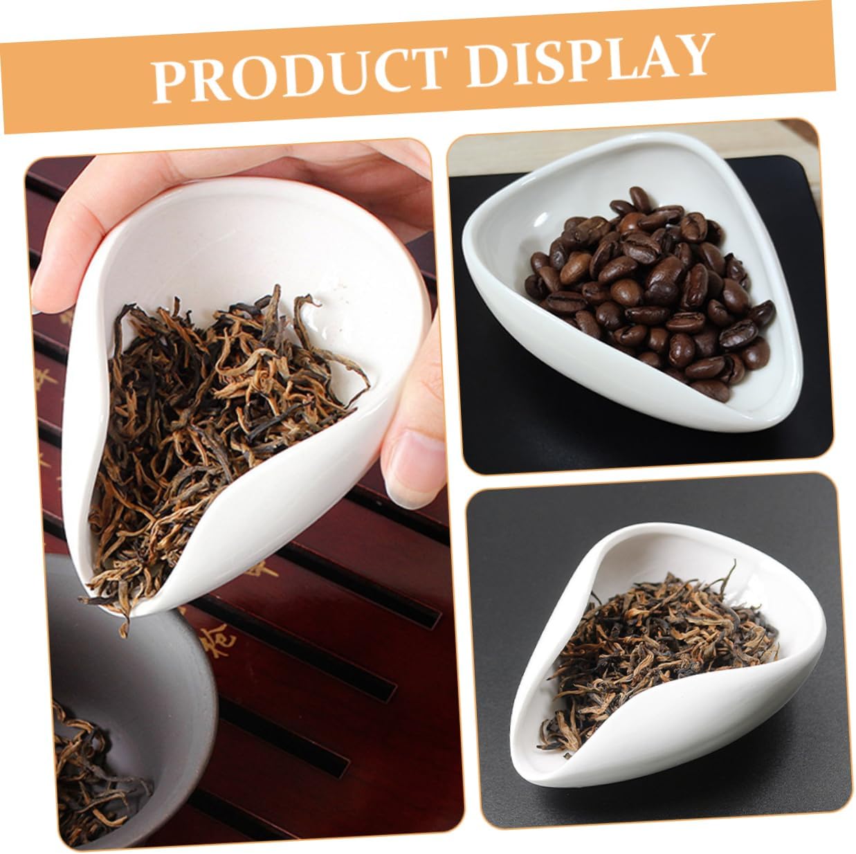 Cabilock Multi-function Tea Scoop Ceramic Tea Vessel Loose Dispenser Nonstick Spoon Accessories