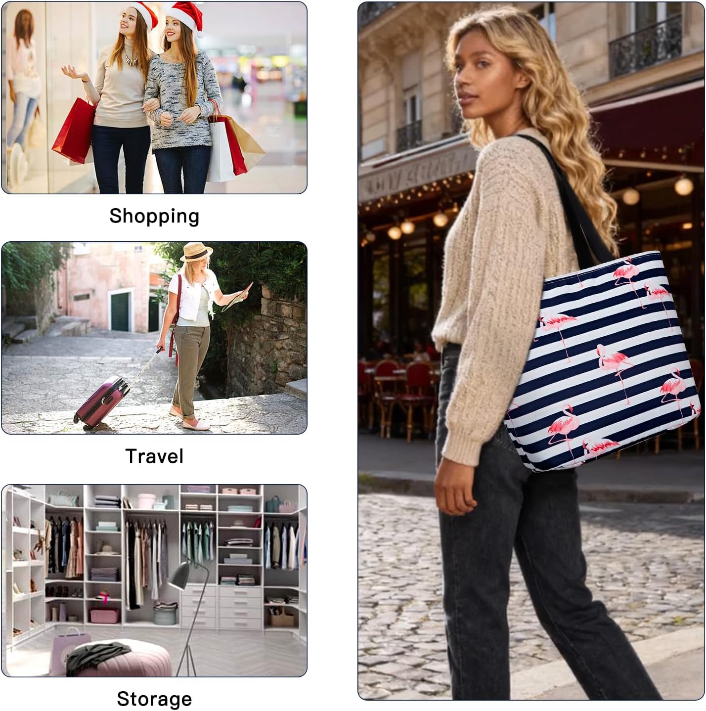 Large Tote Bag for Women with Zipper and 15" Laptop Pocket Water Resistant Padded Shoulder Purse for Travel & Work