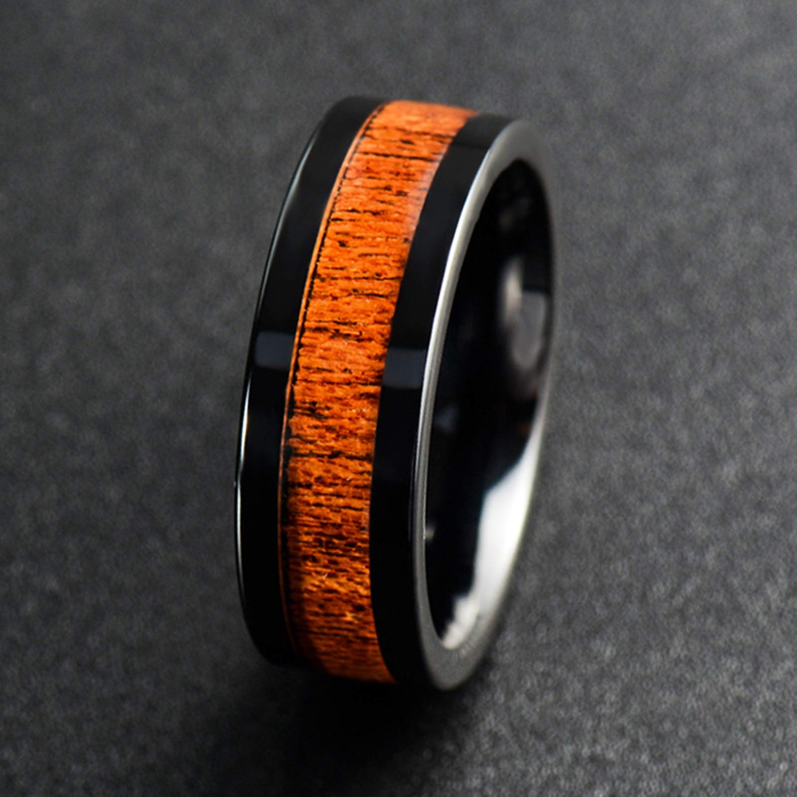 Gualiy Halskette Paare Gravur, Pärchen Wolfram Kette 8mm Schwarz Ring Einlegen Holz Halsketten