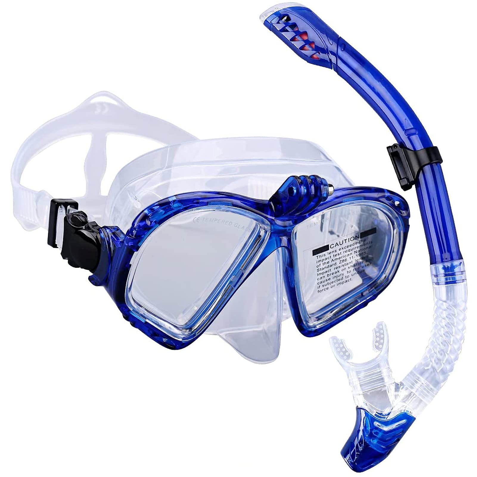 Zestaw do snorkelingu Premium Maska do nurkowania dla dorosłych Nurkowanie z rurką Gogle pływackie Maska Zestaw do snorkelingu na sucho z mocowaniem kamery