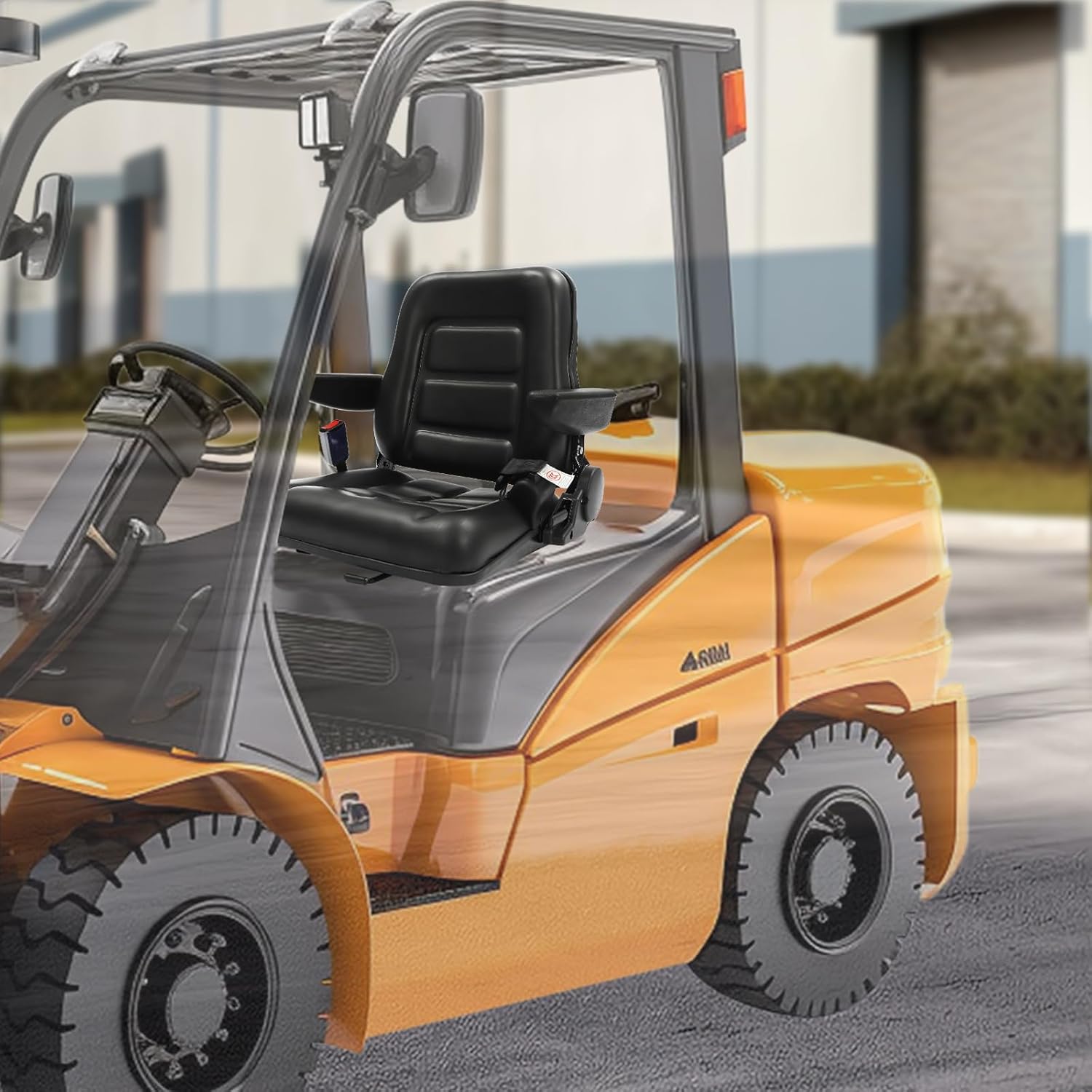 Universal Forklift Seat,Tractor Seat,with Micro Switch,Armrest and Safety Belt,for Tractor,Mower,Skid Loader,Telehandler,Backhoe,Excavator Dozer