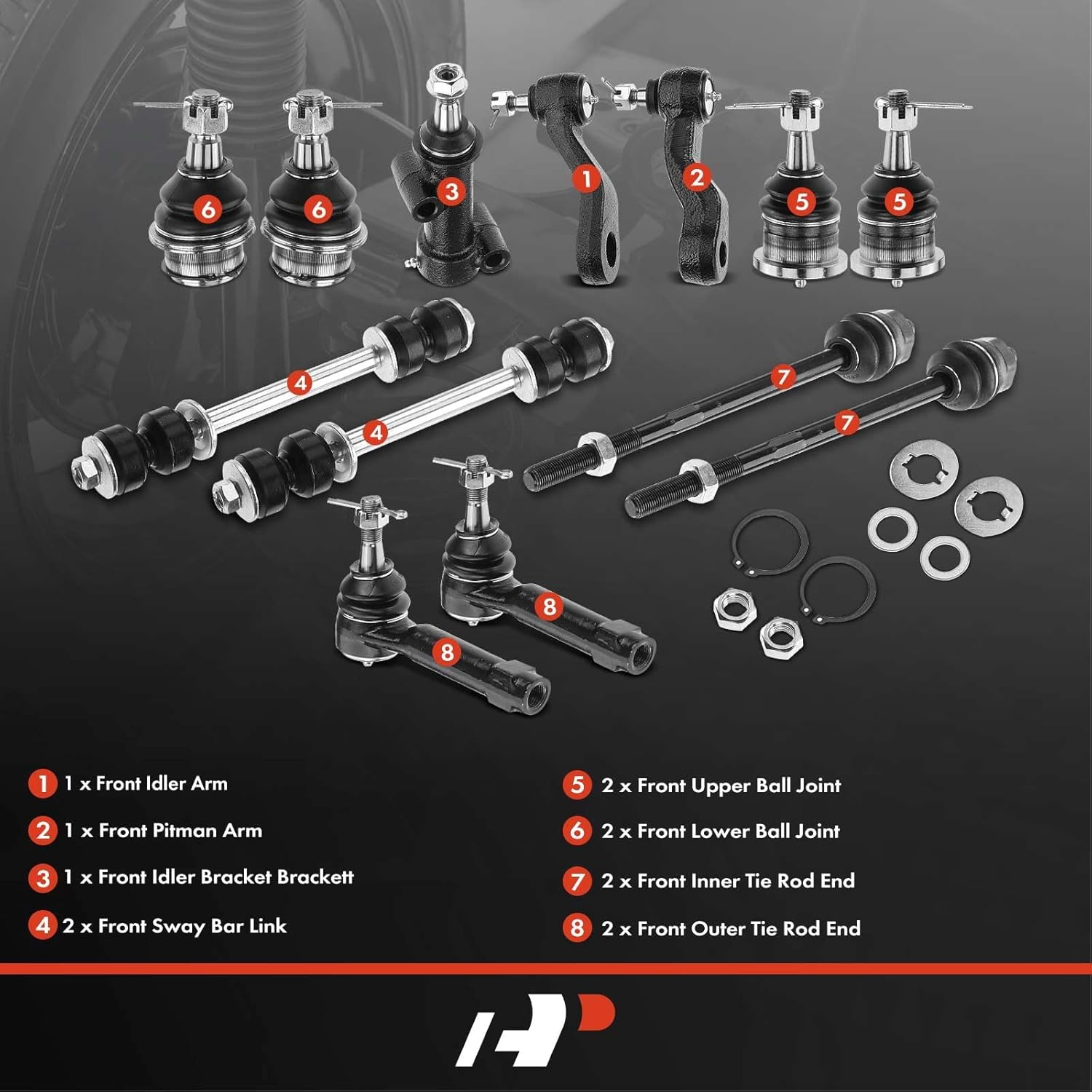 A-Premium 13Pcs Front Suspension Kit, Upper Lower Ball Joint, Inner Outer Tie Rod End, Sway Bar Link, Compatible with Chevrolet Silverado 1500 Tahoe Suburban & GMC Sierra Yukon & Cadillac Escalade