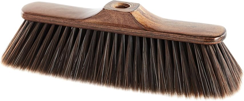 Maya - Nature Indoor Broom with Extra Soft PVC Fibers and Wood Dowel | 34 x 10.5 x 9.5 cm | Cleaning Brush for Parquet and Laminate without Scratching (Brown)