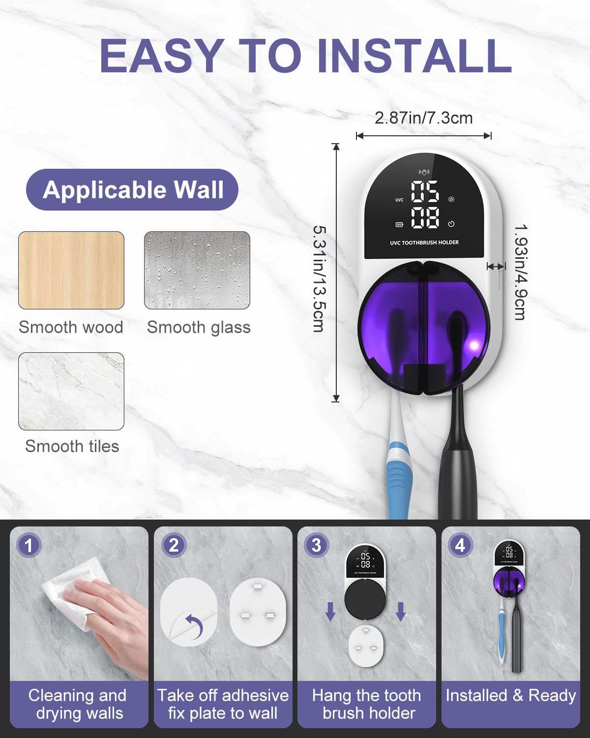 Limpiador de cepillos de dientes de pared mejorado