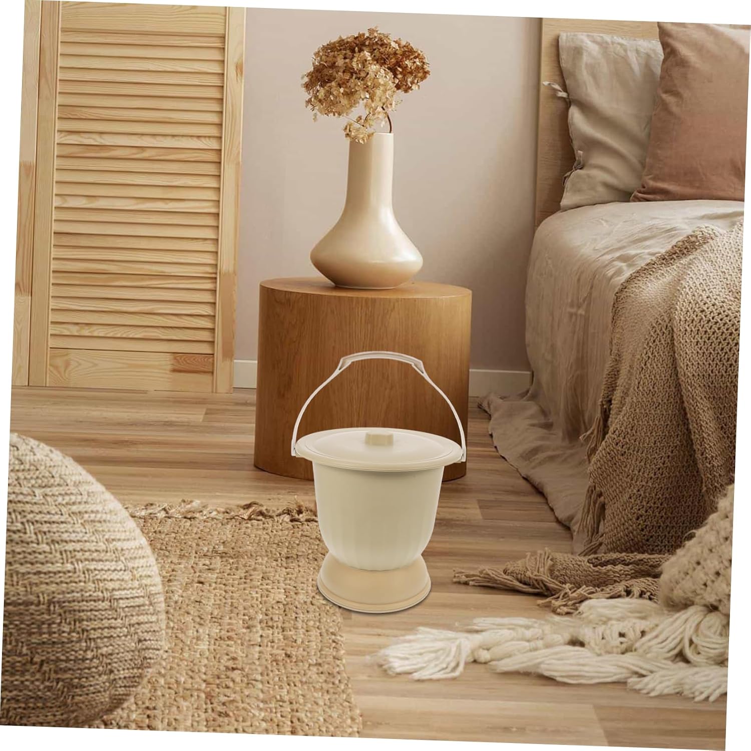 Outanaya Chamber Pot Cover Urine Pot for Adults Pregnant Women and Boys and Girls Easy to Clean Bedside Commode Bucket Capacity - Design for Home Use