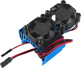 Vgoohobby RC Motor Heatsink with Dual 5V Cooling Fan for 550 540 Size Electric Motor Heatsink Compatible with Traxxas Tamiya Redcat HPI Wltoys HSP Losi RC 1/10 Car Truck Crawler (Blue)