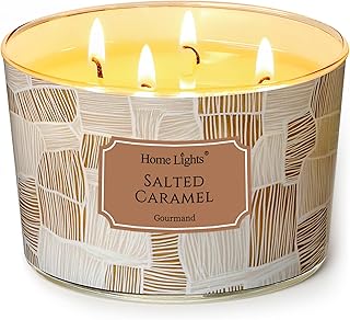Home Lights Duftkerzen im glas 510g Soja Kerzen 4-Wick Kerzengläser Aromatherapie, Rauchfrei, 50h vollverbrannte Duftkerze Gesalzenes Karamell