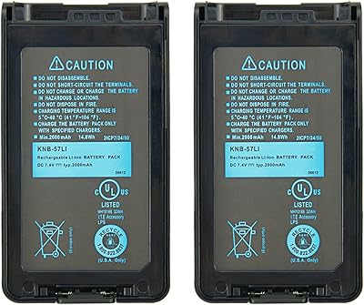 Vineyuan 7.4V 2000mAh KNB-57L Replacement Battery for Kenwood TK-2170 TK-2140 TK-2160 TK-3140 TK-3160 TK-3173 Two Way Radio Battery - 2 Pack