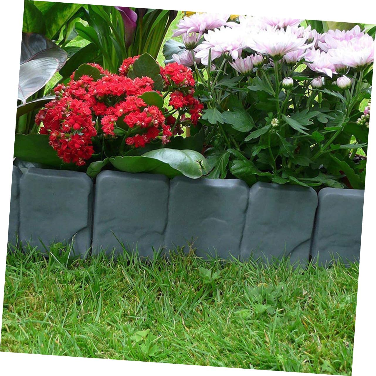 20pcs Stone Imitation Plastic Fence Decorative Garden Edging for Lawn and Flower Beds Grey Easy to Install and Maintenance Garden Barrier
