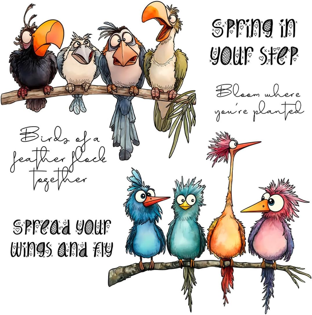 Funny Bird Branches Clear Stamps and Cutting Dies Sets for Card Making image 5